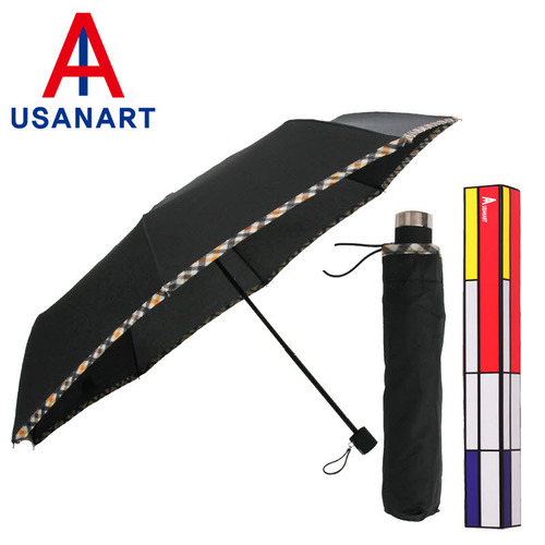 우산아트 3단 체크바이어스 수동 우산